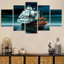 Canvas Wall Art Pictures Living Room Home Decor 5 Pieces Pirate Ship Sea Landscape Painting Modular HD Printed Poster Framework 2024 - buy cheap