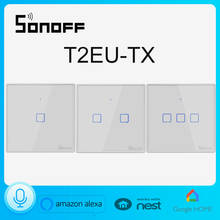 Sonoff-interruptor inteligente de parede moderno com wi-fi, t2 eu tx series, 433 rf/voz/app, controle, funciona com alexa, casa inteligente 2024 - compre barato