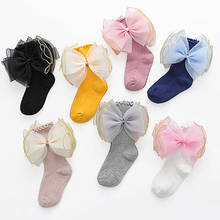 Children tube socks organza bowknot princess wind socks girl black fungus and let go of the girls baby socks knee 2024 - buy cheap