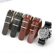Onthelevel pulseira de couro nato, pulseira 20mm 22mm zulu, pulseira de relógio marrom, preto, verde, clássica, acessórios para relógio, # c 2024 - compre barato