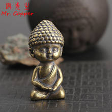 Copper Little Monk Buddha Statue Miniature Figurine Home Decoration Tea Pet Brass Casting Living Room Desk Feng Shui Decor Craft 2024 - buy cheap