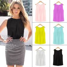 Fashion Tank Top Chiffon Blouse Sexy Sweet Sleeveless Solid O-Neck Polyester Regular Women Tops and Blouses Plus Size 3XL 2024 - buy cheap