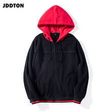 JDDTON Men's Fleece Jacket Zipper Hooded Clothing Man Casual Loose Patchwork Streetwear Male Hoodies Outwear European Size JE258 2024 - buy cheap