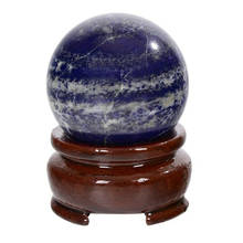 Bola de cristal de lapislázuli azul Natural de 40MM, piedra curativa Reiki, esfera de piedras preciosas con Base 2024 - compra barato