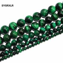Envío Gratis piedras naturales ágatas de ojo de tigre verde cuentas sueltas redondas 4 6 8 10 12 MM para hacer joyas DIY collar de pulsera 2024 - compra barato