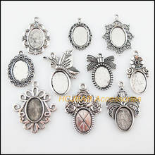 Retro Tibetan Silver Tone Flower Oval Picture Frame Charms Mixed Shapes DIY 2024 - buy cheap