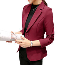 Blazer rosa de manga larga para mujer, abrigo liso de un botón, chaqueta ajustada de oficina para mujer, Tops, Chaqueta de traje para mujer 2019 2024 - compra barato