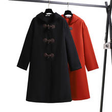 Gabardina de lana de talla grande para mujer, abrigo grueso de lana de doble cara, estilo coreano, con botones y bocina larga para invierno 2024 - compra barato
