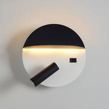 Luminária led de parede com interruptor e interface usb, lâmpada branca e preta, para cabeceira, corredor e corredor, iluminação artística 2024 - compre barato