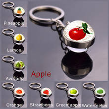 LLavero de fruta con bola de cristal, llavero de piña, manzana, limón, aguacate, naranja, fresa, sandía, joyería para llaves 2024 - compra barato