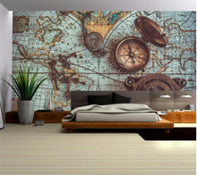 wellyu Customized large 3D wallpaper retro world map pocket watch wallpaper family living room bedroom background wallpaper 2024 - buy cheap