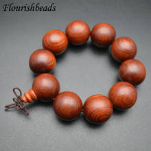 Big size 25mm Red Color Wood Round Beads Stretch Bracelets Fashion Man Mala Prayer Jewelry 5pc/lot 2024 - buy cheap