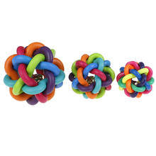 Pelota de goma de colores para perro y gato, juguete interactivo con campana, arcoíris, 6/7,5/9,5 cm, 1 ud. 2024 - compra barato