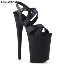 LAIJIANJINXIA-zapatos de tacón Ultra alto de 23CM para mujer, sandalias negras de tacón fino de 9 pulgadas, sexy, para espectáculo de escenario 2024 - compra barato