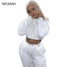 2021 Spring New Product Fashion Plus Size Women's Fleece Short Hooded Top Trousers Sports And Leisure Suit Cotton Polyester 2024 - buy cheap