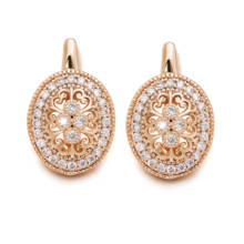 MxGxFam Hollow Flowers Pattern Zircon Hoop Earrings For Women  Fashion Jewelry Gold Color 18 k Good Quality 2024 - buy cheap
