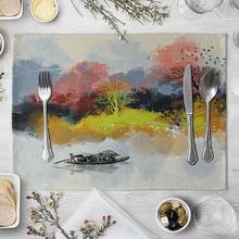 Landscape Dining Table Mat Chinese Style Table Napkin Dining Table Mountain Pattern Placemat Kitchen Tool Tableware Pad Coaster 2024 - buy cheap