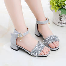 High Quality Kids High Girls Heel Sequins Sandals 2022 Summer Princess Glitter Party Shoes Children'S Beach Dresses 3 - 12 Years 2024 - buy cheap