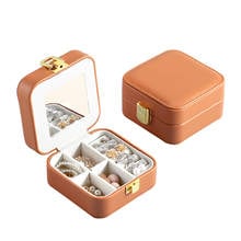 Jewelry Box, Household Square Jewelry Case Leather Storage Rack For Necklace Earrings, Off-White/Mint Green/Brown New Style 2021 2024 - buy cheap