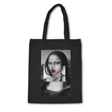 Bolso de hombro Vintage con estampado de Mona Lisa para mujer, bolsa de lona de gran capacidad, de compras, ecológico, David 2024 - compra barato