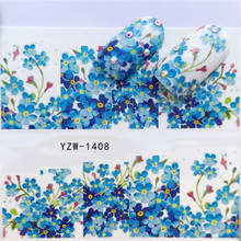 Little Blue Flower Nail stickers art decorations slider adhesive Water Transfer decals manicure lacquer accessoires polish foil 2024 - buy cheap