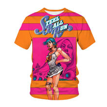 Camiseta com estampa 3d de jojo's bizarre adventure, camiseta harajuku masculina e feminina com gola redonda, jojo hip hop 2024 - compre barato