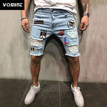 Vôint-calças jeans masculinas de algodão, bermudas com furos casuais, rasgadas para o verão 2024 - compre barato