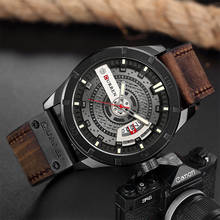 CURREN Men's Casual Calendar Leather Strap Watch Military Large Dial Sports Waterproof Watch Fashion Business Men's Quartz Watch 2024 - buy cheap