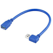 90 градусов левый и правый угловой Стандартный USB 3,0 угол папа-мама AM-AF Удлинительный разъем провод кабель для передачи данных 0,3 м 1 фут 30 см 2024 - купить недорого