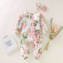 Korean Baby Girl Clothes Newborn Infant Baby Girl Boy Footed Sleeper Romper Headband Clothes Outfits Set Mamelucos Invierno 2024 - buy cheap