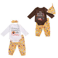 Infant Newborn Baby Girls Thanksgiving 3Pcs Clothes Set Long Sleeve Turkey Tops Doughnuts Pants Headband Spring Autumn Clothing 2024 - buy cheap