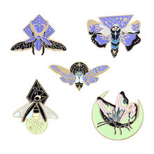Luminous Enamel Pin Custom Moth Butterfly Moon Brooches Bag Lapel Pin Cartoon Animal Badges For Backpack Clothing Pins Jewelry 2024 - buy cheap