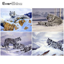 Evershine 5d diy pintura diamante quadrado completo broca tigre diamante bordado animais de inverno strass mosaico ponto cruz arte 2024 - compre barato