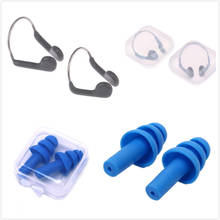 Presilhas de silicone macio para o nariz e natação, 2 tampões de ouvido, equipamento com caixa, acessórios de piscina, esportes aquáticos 2024 - compre barato
