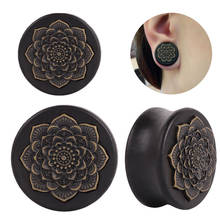 1Pair Wood Flower Ear Plugs Black Plugs and Tunnels Expander Ear Taper Piercing Ear Gauge Body Piercing  Jewelry Accessories 2024 - buy cheap