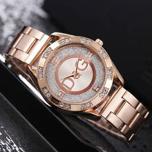 Reloj de cuarzo con diamantes de imitación para Mujer, accesorio de marca de lujo a la moda, de oro rosa, informal, de acero inoxidable, en oferta 2024 - compra barato