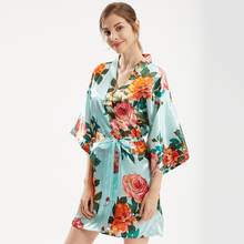 Mini ropa de dormir Sexy para mujer, bata de baño Kimono con estampado para novia y boda, lencería íntima de media manga, de talla grande 2024 - compra barato