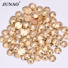 JUNAO, 500 шт, 10 мм, стразы золотистого цвета, Пришивные, с плоской задней частью, Золотые кристаллы, камни, акриловые стразы, аппликации для одежды 2024 - купить недорого