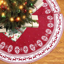 Christmas Tree Skirt Elk Snowflake Tree Skirt Christmas Decorations for Home Office Wine Red Party Decoration Gift 2024 - buy cheap