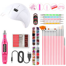 Conjunto de manicure com lâmpada secadora de led/uv, 36w, broca elétrica, lixa de unha, pincéis para nail art, ferramentas para manicure 2024 - compre barato