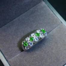 Restoring wide Row cross Natural green garnet gem ring S925 silver natural Tsavorite ring girl women party gift fine jewelry 2024 - buy cheap