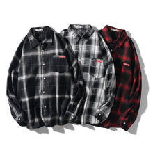 Men Casual Shirt Spring Autumn Men Harajuku Style Wild Plaid Shirt Coat Long Sleeve Shirts Male Japanese Retro Lapel Shirt Tops 2024 - buy cheap