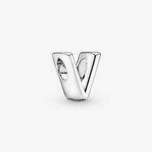 Authentic 925 Sterling Silver Letter V Alphabet Charms Fit Pandora Bracelet DIY Beads for Jewelry Making bijoux femme 2024 - buy cheap