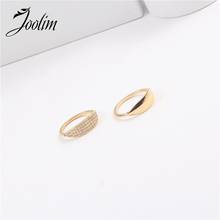 Joolim Gold Finish Crystal Cambered Couples Stainless Steel Rings 2021 Jewelry 2024 - buy cheap