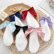 Kawaii feminino meninas clipe de cabelo bonito coelho pelúcia lop orelhas hairpin doce cor fita bowknot lolita cosplay acessórios para o cabelo 2024 - compre barato