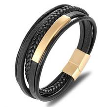 Classic Genuine Leather Bracelet for Men Hand Made Charm Multilayer Magnetic Jewelry 2024 - buy cheap