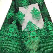 Tecido de renda francesa verde com contas africano, tecido de renda 2021 de alta qualidade, tecido bordado para vestidos de casamento nigerianos m3159 2024 - compre barato