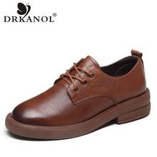 DRKANOL-zapatos Oxford de estilo británico para mujer, calzado plano informal con cordones, hecho a mano, cuero de vaca auténtico, 2021, 100% 2024 - compra barato