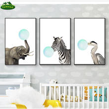 Elefante zebra pato safari estampas floresta animais lona arte cartaz crianças sala de estar parede educacional kawaii decoração da sua casa 2024 - compre barato