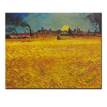 Pintura al óleo sobre lienzo, arte de pared para decoración del hogar, campo de trigo, cerca de Arles de Vincent Van Gogh, 100%, hecho a mano 2024 - compra barato